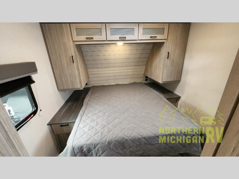 Bedroom in the Keystone Passport GT travel trailer